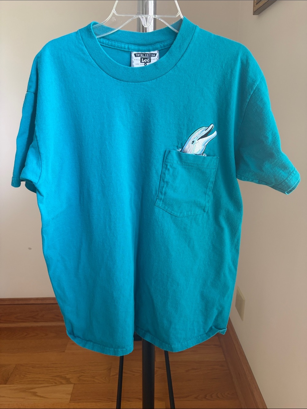 Lee Teal Short-Sleeve Tee with Dolphin Pocket Graphic